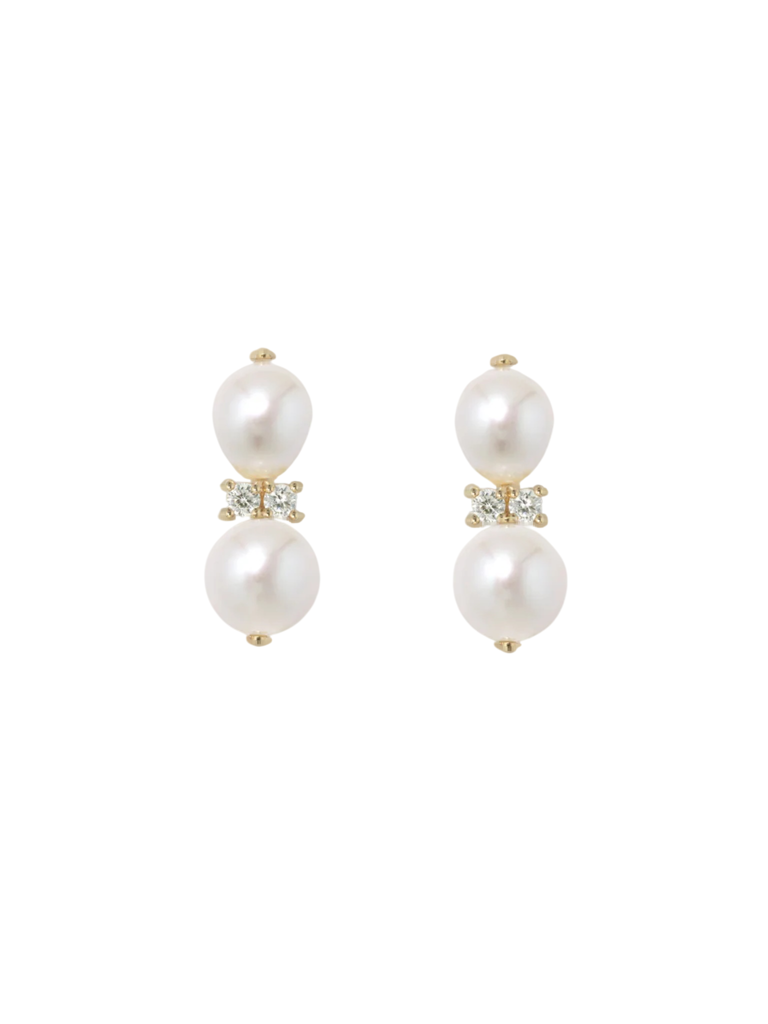 Recycled Gold Vermeil Earrings with Pearl and Cubic Zirconia P236